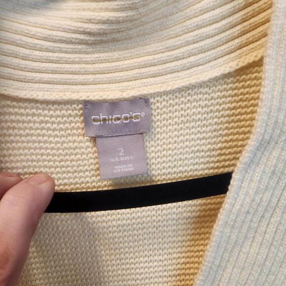 Chico's Women's V-Neck Sweater Size 2X Cream Yellow - Picture 2 of 7